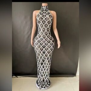 Elegant Black and Silver Evening Gown